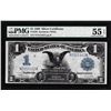 Image 1 : 1899 $1 Black Eagle Silver Certificate Note Fr.236 PMG About Uncirculated 55EPQ