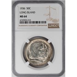 1936 Long Island Tercentenary Commemorative Half Dollar Coin NGC MS64