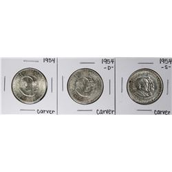 1954-P/D/S Washington-Carver Commemorative Half Dollar Coin Set