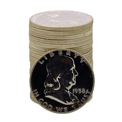 Roll of (20) Proof 1958 Franklin Half Dollar Coins