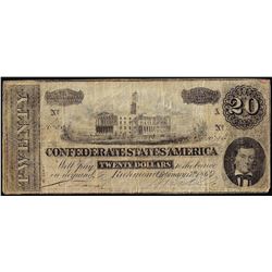 1864 $20 Confederate States of America Note