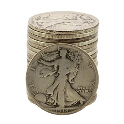 Roll of (20) Assorted Date 1929 and Earlier Walking Liberty Half Dollar Coins