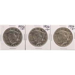 Lot of (3) 1926-D $1 Peace Silver Dollar Coins