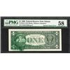 Image 1 : 1999 $1 Federal Reserve Note Solvent Smear ERROR PMG About Uncirculated 58
