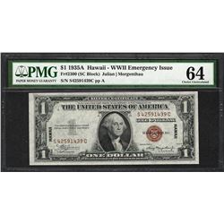 1935A $1 Hawaii Silver Certificate WWII Emergency Note PMG Choice Uncirculated 64