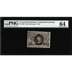 1863 5 Cents Second Issue Fractional Currency Note Fr.1233 PMG Choice Uncirculated 64