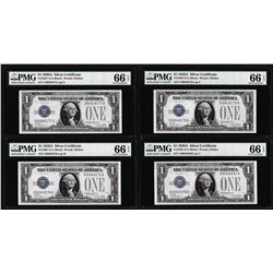 (4) Consecutive 1928A $1 Silver Certificate Notes Fr.1601 PMG Gem Uncirculated 66EPQ
