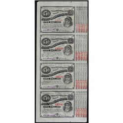 Uncut Sheet of (4) State of Louisiana Baby Bond Obsolete Notes