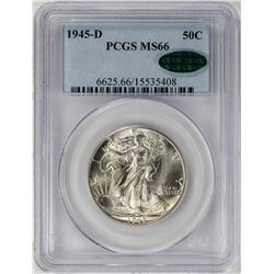 1945-D Walking Liberty Half Dollar Coin PCGS MS66 CAC