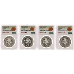 Lot of (4) 1968Mo Mexico 25 Pesos Olympics Commemorative Silver Coins NGC MS65