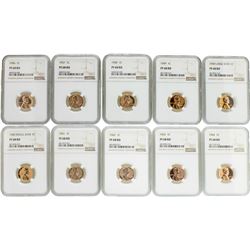 Lot of 1956-1964 Proof Lincoln Cent Coins NGC PF68RD