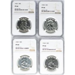 Lot of 1957-1960 Proof Franklin Half Dollar Coins NGC PF66