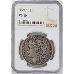 1892-CC $1 Morgan Silver Dollar Coin NGC VG10