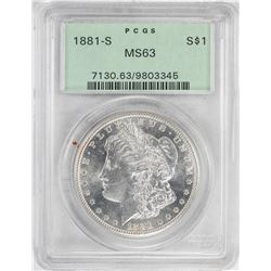 1881-S $1 Morgan Silver Dollar Coin PCGS MS63 Old Green Holder