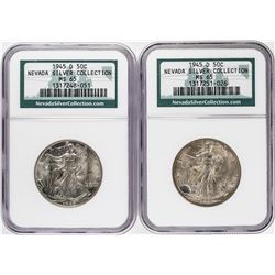 Lot of (2) 1945-D Walking Liberty Half Dollar Coins NGC MS65