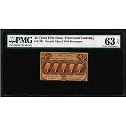 1862 Twenty-Five Cents First Issue Fractional Note Fr. 1281 PMG Ch. Uncirculated 63EPQ