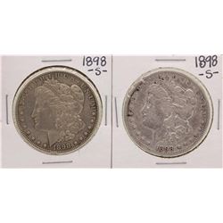 Lot of (2) 1898-S $1 Morgan Silver Dollar Coins