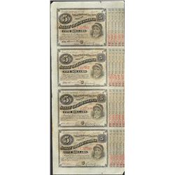 Uncut Sheet of (4) State of Louisiana Baby Bond Obsolete Notes