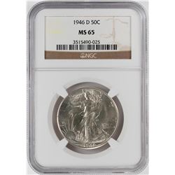 1946-D Walking Liberty Half Dollar Coin NGC MS65
