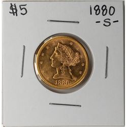 1880-S $5 Liberty Head Half Eagle Gold Coin