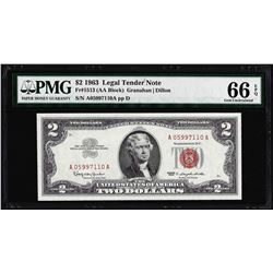 1963 $2 Legal Tender Note Fr.1513 PMG Gem Uncirculated 66EPQ
