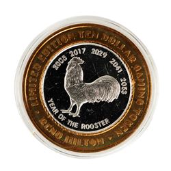 .999 Silver Hilton Reno, Nevada $10 Casino Limited Edition Gaming Token