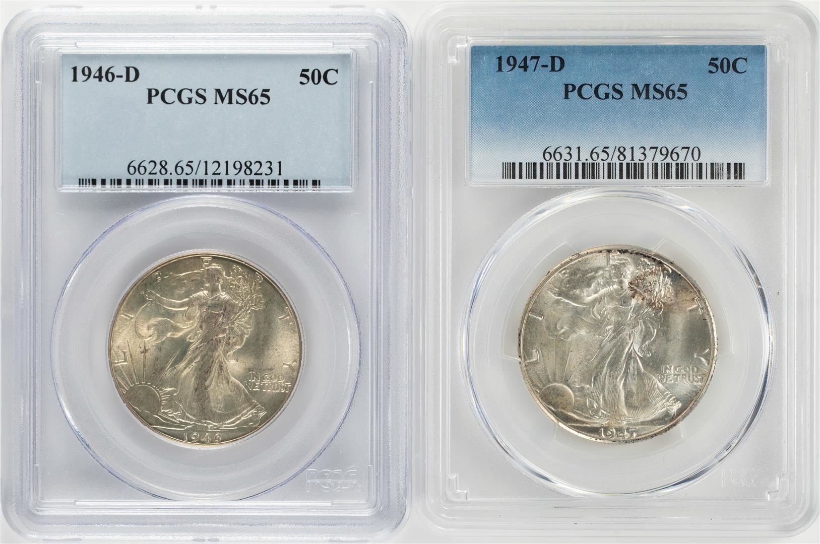 PCGS MS65 1947 US Walking Liberty Silver Half Dollar 50C