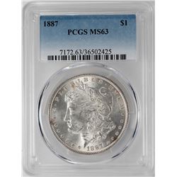 1887 $1 Morgan Silver Dollar Coin PCGS MS63