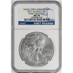 2011-W $1 American Silver Eagle Coin NGC MS70 Early Releases