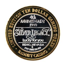 .999 Fine Silver Silver Legacy Reno, Nevada $10 Limited Edition Gaming Token