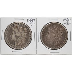 Lot of (2) 1887-S $1 Morgan Silver Dollar Coins