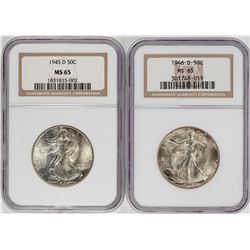 Lot of 1945-D to 1946-D Walking Liberty Half Dollar Coins NGC MS65