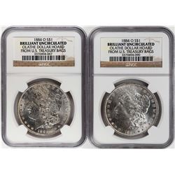 Lot of  (2) 1884-O $1 Morgan Silver Dollar Coins NGC Brilliant Uncirculated