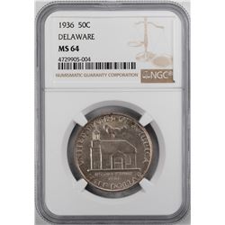 1936 Delaware Tercentenary Commemorative Half Dollar Coin NGC MS64