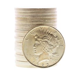 Roll of (20) Brilliant Uncirculated 1923 $1 Peace Silver Dollar Coins