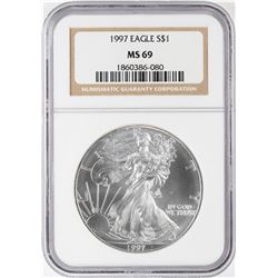 1997 $1 American Silver Eagle Coin NGC MS69