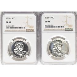 Lot of 1958 & 1959 Franklin Half Dollar Coins NGC PF67