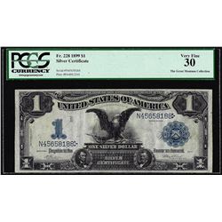 1899 $1 Black Eagle Silver Certificate Note Fr.228 PCGS Very Fine 30