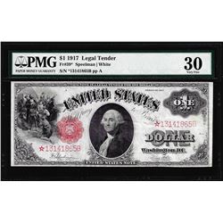 1917 $1 Legal Tender STAR Note Fr.39* PMG Very Fine 30