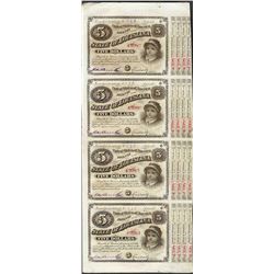 Uncut Sheet of (4) State of Louisiana Baby Bond Obsolete Notes