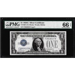 1928A $1 Funnyback Silver Certificate Note Fr.1601 PMG Gem Uncirculated 66EPQ