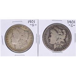 Lot of (2) 1901-S $1 Morgan Silver Dollar Coins