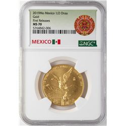 2019 Mo Mexico Libertad 1/2 Onza Gold Coin NGC MS70 First Releases