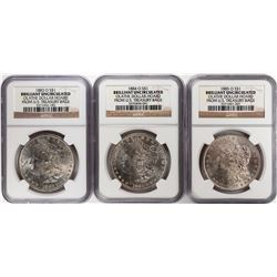 Lot of 1883-O to 1885-O $1 Morgan Silver Dollar Coins NGC Brilliant Uncirculated