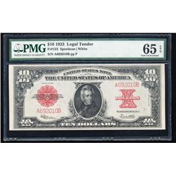 1923 $10 'Poker Chip' Legal Tender Note Fr.123 PMG Gem Uncirculated 65EPQ