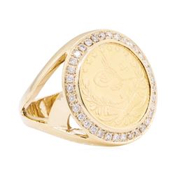 14KT Yellow Gold 0.45 ctw Diamond Gold Coin Ring