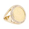 Image 1 : 14KT Yellow Gold 0.45 ctw Diamond Gold Coin Ring