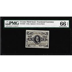 1863 Five Cents Third Issue Fractional Note Fr.1238 PMG Gem Uncirculated 66EPQ