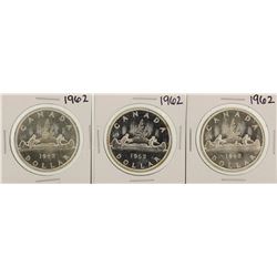 Lot of (3) 1962 $1 Canada Silver Dollar Coins