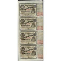 Uncut Sheet of (4) State of Louisiana Baby Bond Obsolete Notes